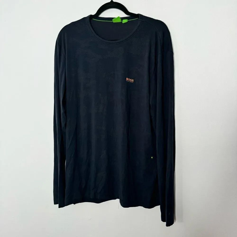 Hugo boos navy long sleeve tee size large